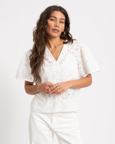 TILTIL Hailey Shortsleeve Blouse White - Things I Like Things I Love
