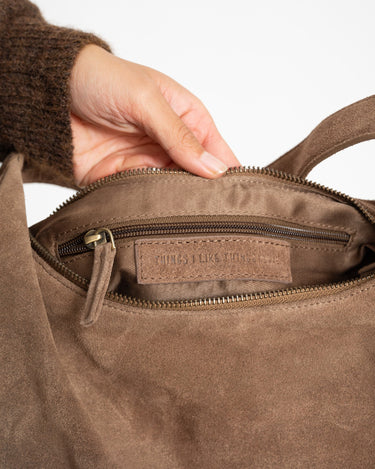 TILTIL Hobo Bag Suede Taupe - Things I Like Things I Love