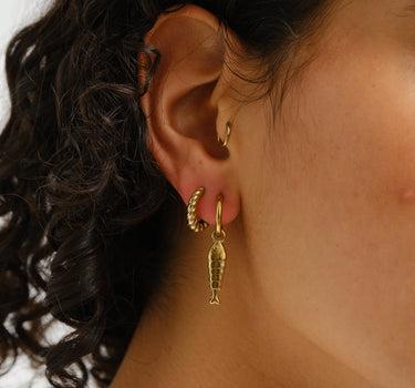 TILTIL Hoop Charm Fish Small Gold - Things I Like Things I Love