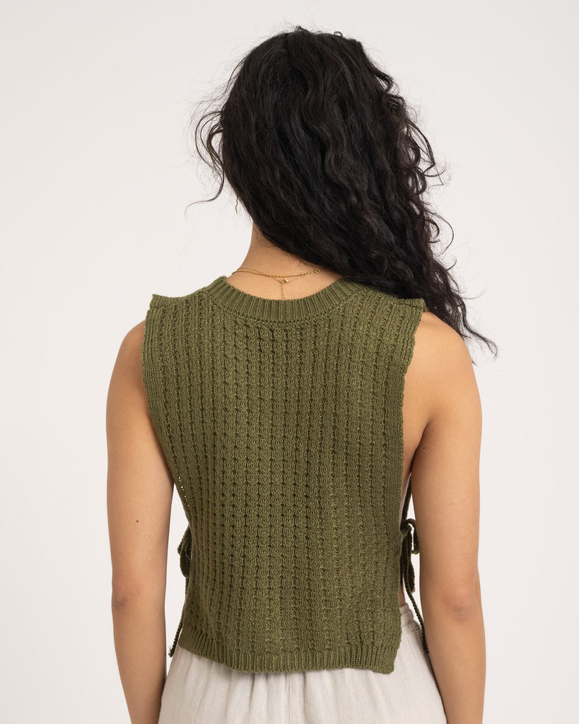 TILTIL Iris Knit Gilet Army Green One Size - Things I Like Things I Love