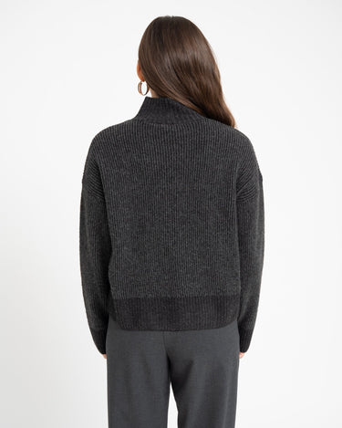 TILTIL Jackie Contrasted Mockneck Pullover Black - Things I Like Things I Love