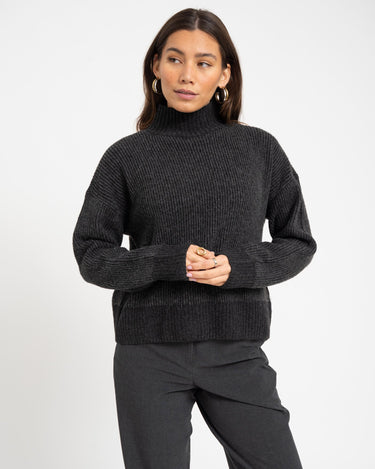 TILTIL Jackie Contrasted Mockneck Pullover Black - Things I Like Things I Love