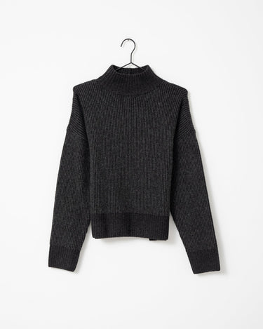 TILTIL Jackie Contrasted Mockneck Pullover Black - Things I Like Things I Love