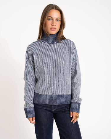 TILTIL Jackie Contrasted Mockneck Pullover Blue - Things I Like Things I Love