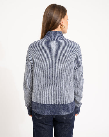 TILTIL Jackie Contrasted Mockneck Pullover Blue - Things I Like Things I Love
