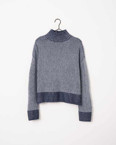 TILTIL Jackie Contrasted Mockneck Pullover Blue - Things I Like Things I Love