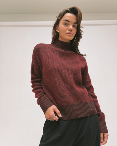 TILTIL Jackie Contrasted Mockneck Pullover Rust - Things I Like Things I Love