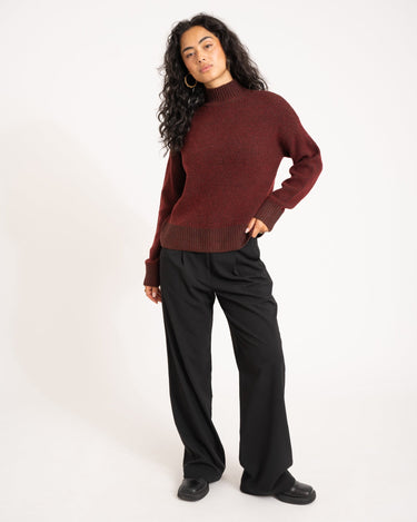 TILTIL Jackie Contrasted Mockneck Pullover Rust - Things I Like Things I Love