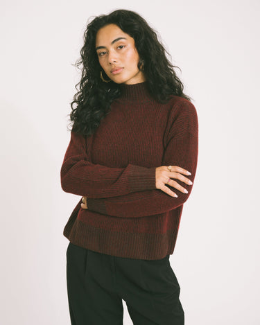 TILTIL Jackie Contrasted Mockneck Pullover Rust - Things I Like Things I Love