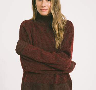TILTIL Jackie Contrasted Mockneck Pullover Rust - Things I Like Things I Love