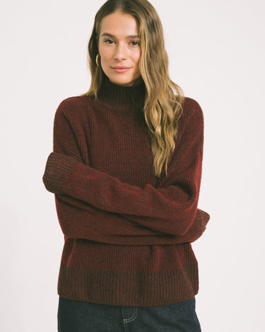 TILTIL Jackie Contrasted Mockneck Pullover Rust - Things I Like Things I Love