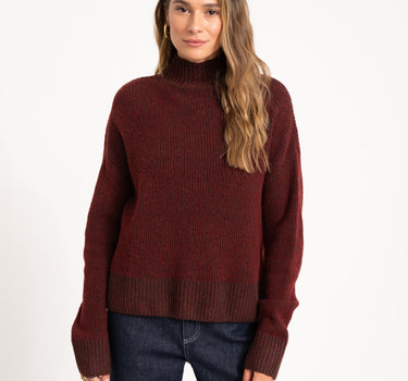 TILTIL Jackie Contrasted Mockneck Pullover Rust - Things I Like Things I Love