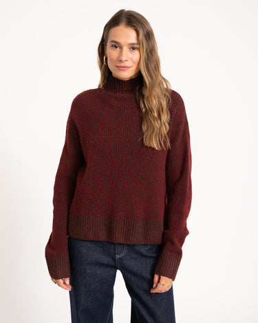 TILTIL Jackie Contrasted Mockneck Pullover Rust - Things I Like Things I Love