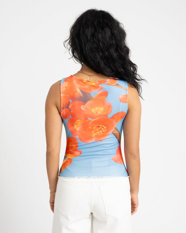 TILTIL Jente Floral Mesh Top Blue - Things I Like Things I Love