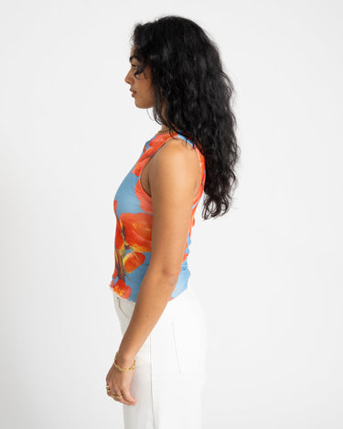 TILTIL Jente Floral Mesh Top Blue - Things I Like Things I Love