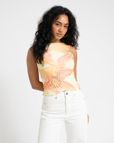 TILTIL Jente Floral Mesh Top Yellow - Things I Like Things I Love