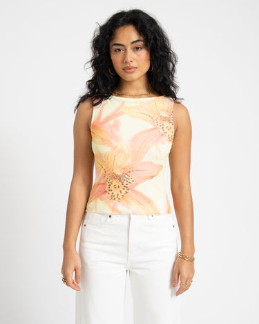 TILTIL Jente Floral Mesh Top Yellow - Things I Like Things I Love