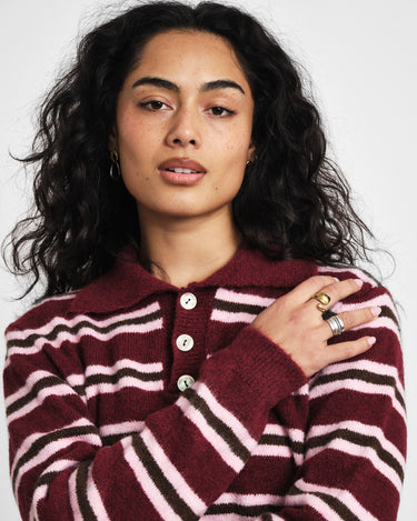 TILTIL Joya Polo Striped Bordeaux One Size - Things I Like Things I Love