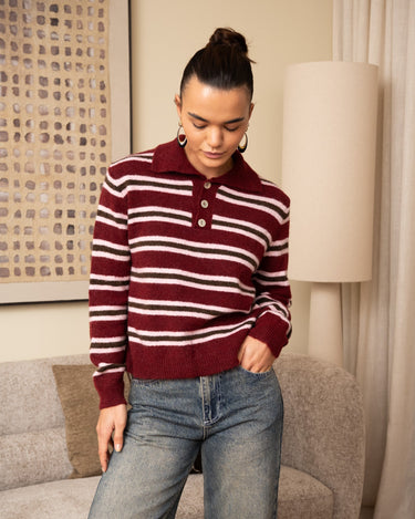 TILTIL Joya Polo Striped Bordeaux One Size - Things I Like Things I Love