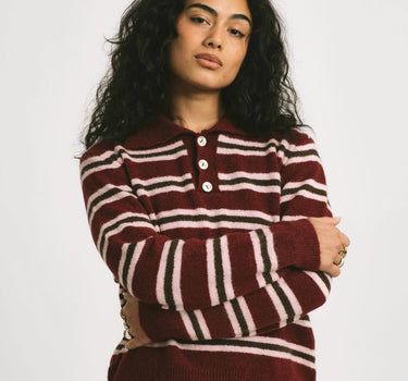 TILTIL Joya Polo Striped Bordeaux One Size - Things I Like Things I Love
