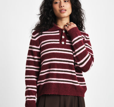 TILTIL Joya Polo Striped Bordeaux One Size - Things I Like Things I Love