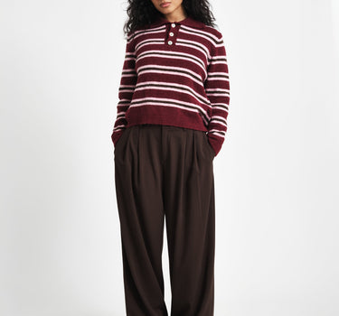 TILTIL Joya Polo Striped Bordeaux One Size - Things I Like Things I Love