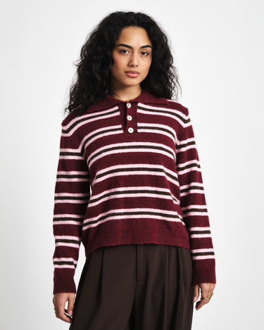 TILTIL Joya Polo Striped Bordeaux One Size - Things I Like Things I Love