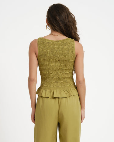TILTIL Joyce Tencel Smock Top Moss - Things I Like Things I Love