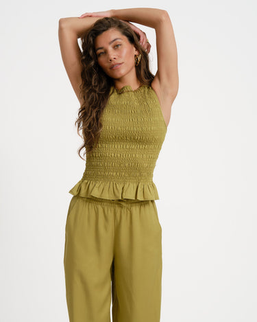 TILTIL Joyce Tencel Smock Top Moss - Things I Like Things I Love
