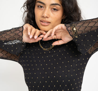 TILTIL Julia Mesh Dress Black Gold - Things I Like Things I Love