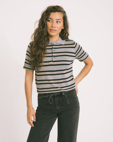 TILTIL Juliette Polo Grey Striped One Size - Things I Like Things I Love