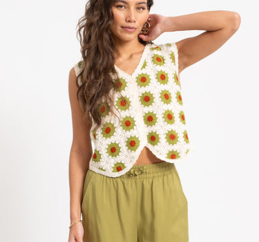 TILTIL July Crochet Gilet Beige Matcha One Size - Things I Like Things I Love