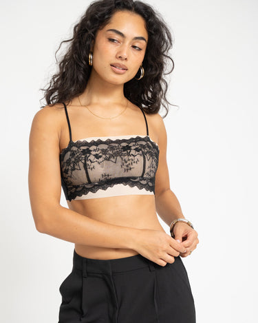 TILTIL Lace Bralette Crossed Back Black One Size - Things I Like Things I Love