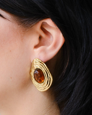 TILTIL Large Gemstone Stud Earrings Goud - Things I Like Things I Love