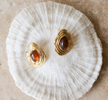 TILTIL Large Gemstone Stud Earrings Goud - Things I Like Things I Love