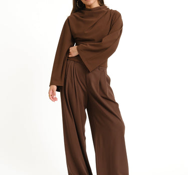 TILTIL Lenni Pleated Longsleeve Brown - Things I Like Things I Love
