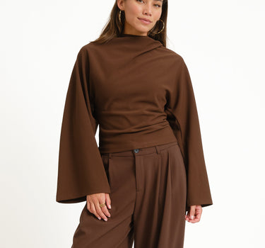 TILTIL Lenni Pleated Longsleeve Brown - Things I Like Things I Love