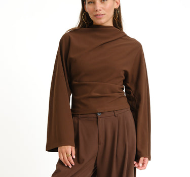 TILTIL Lenni Pleated Longsleeve Brown - Things I Like Things I Love