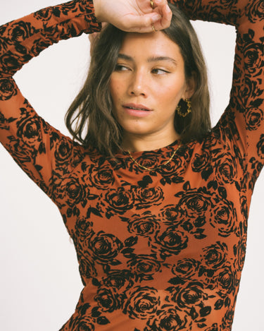 TILTIL Liek Mesh Velvet Floral Orange - Things I Like Things I Love