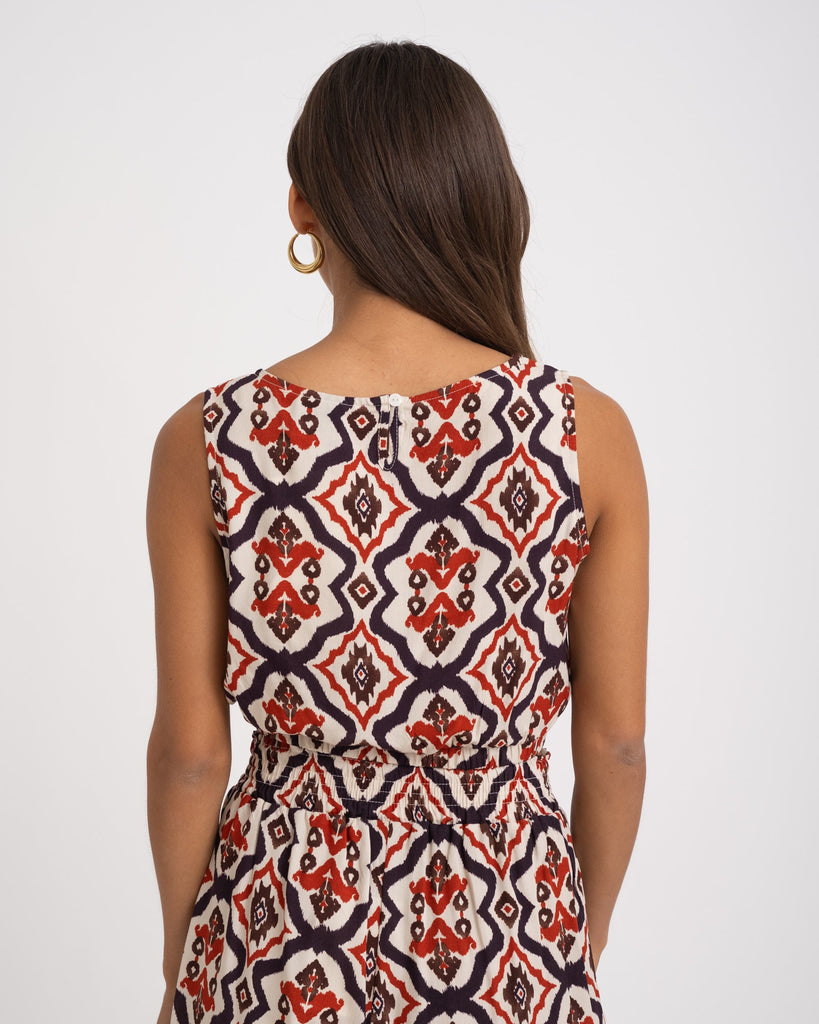 TILTIL Liny Top Aubergine Red White Print - Things I Like Things I Love