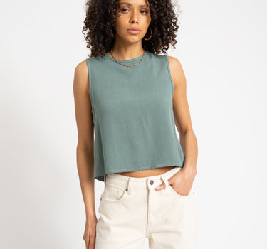 TILTIL Lizzy Crop Top Linen Petrol - Things I Like Things I Love