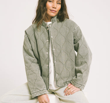 TILTIL Loa Stitched Denim Jacket Green - Things I Like Things I Love