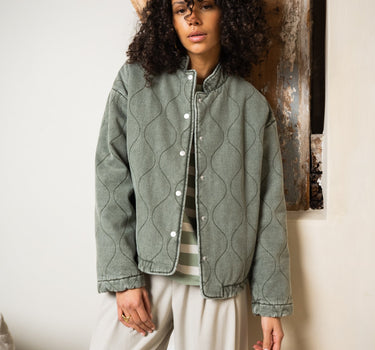TILTIL Loa Stitched Denim Jacket Green - Things I Like Things I Love