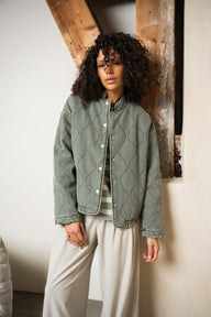 TILTIL Loa Stitched Denim Jacket Green - Things I Like Things I Love