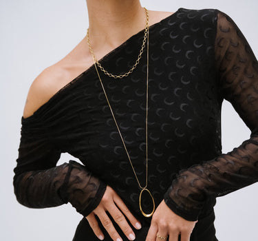 TILTIL Long Necklace Organic Oval Gold - Things I Like Things I Love