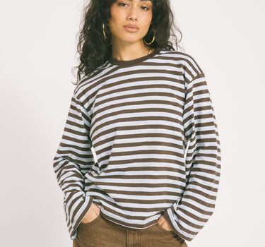 TILTIL Longsleeve Striped Doka Tee Brown - Things I Like Things I Love