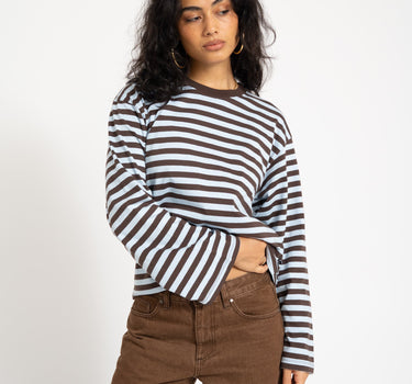 TILTIL Longsleeve Striped Doka Tee Brown - Things I Like Things I Love