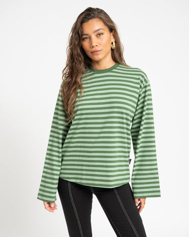 TILTIL Longsleeve Striped Doka Tee Green - Things I Like Things I Love
