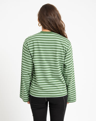 TILTIL Longsleeve Striped Doka Tee Green - Things I Like Things I Love