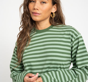 TILTIL Longsleeve Striped Doka Tee Green - Things I Like Things I Love